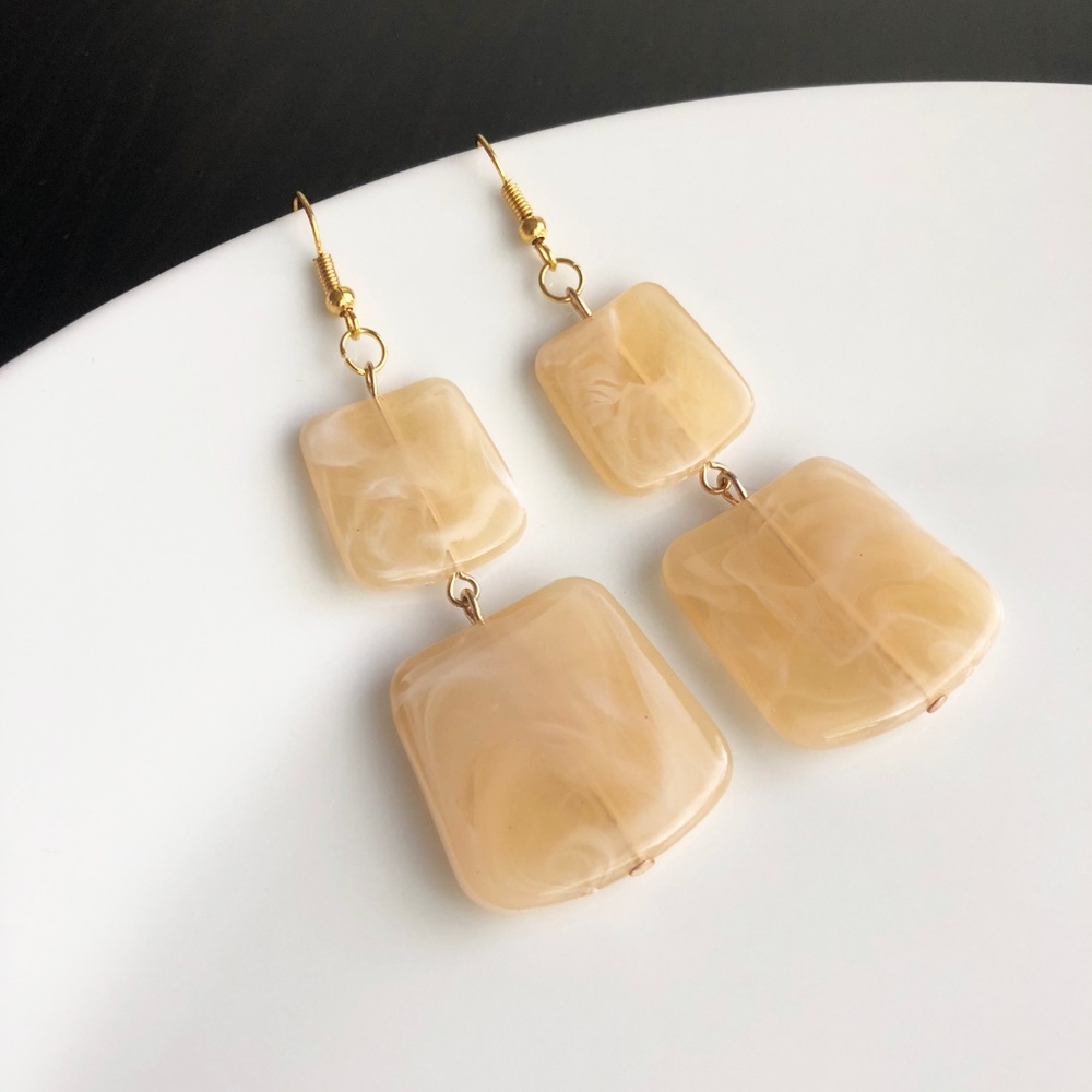 NEW "Temple" Acrylic Square Earrings (yellow) - Picture 2 of 8